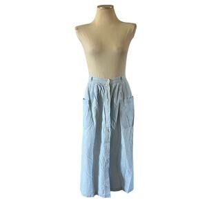 Vtg 80s Chambray Denim Button Down Maxi Skirt Sz 14 Cottagecore